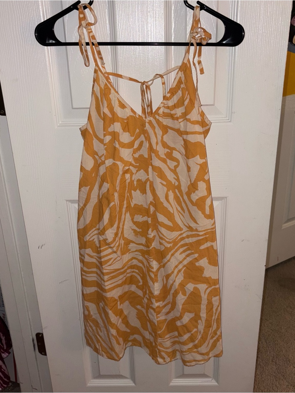 H&M Yellow Cream Zebra-Print Mini Sundress